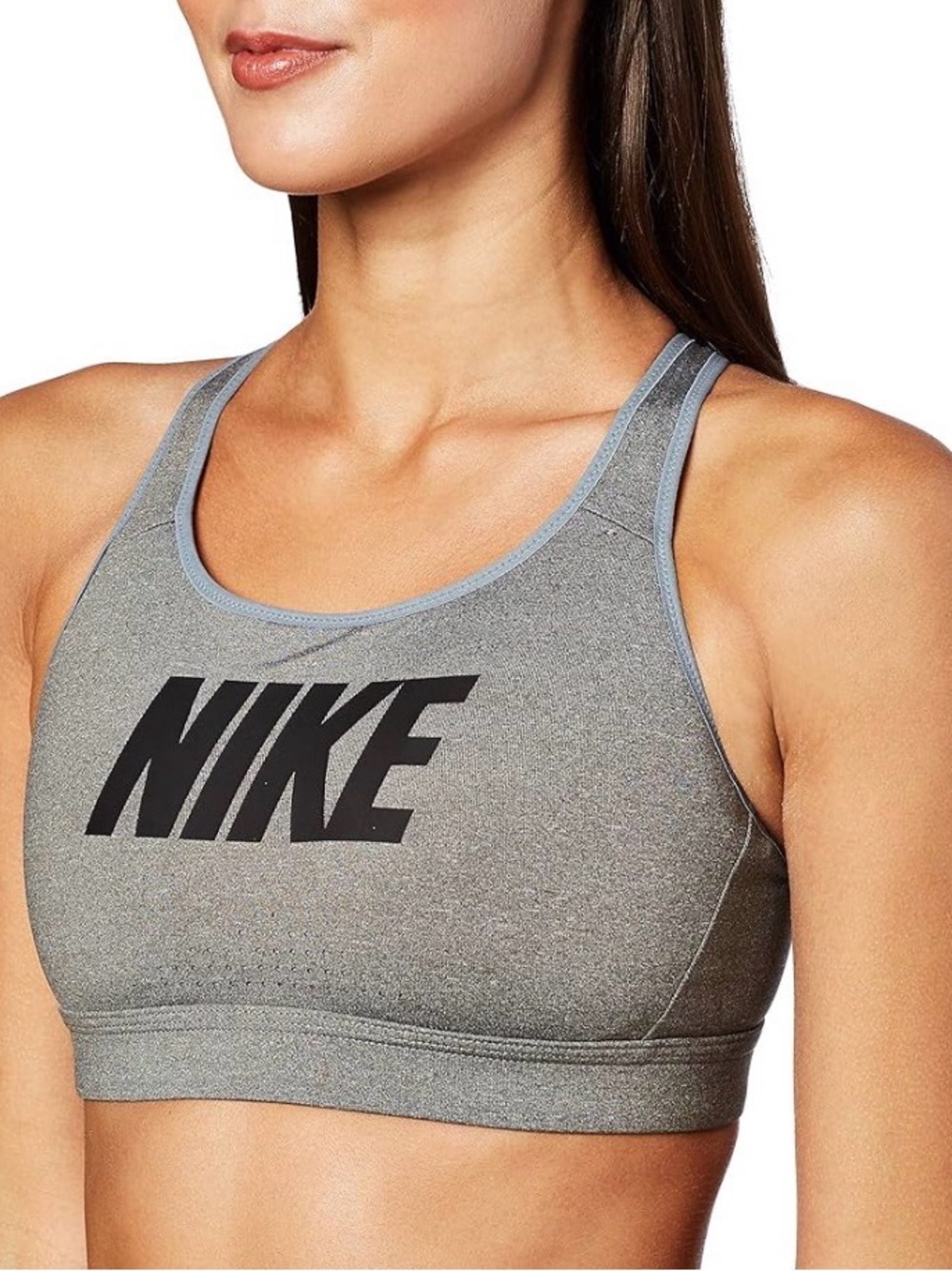 Nike Heather Grey Sports Bra with Black Logo